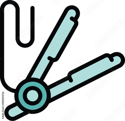 Hair straightener icon representing a hairdressing tool used in a beauty salon for straightening hair