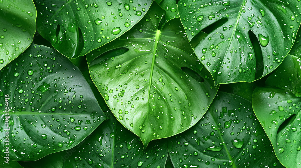 Fototapeta premium green leaf with drops
