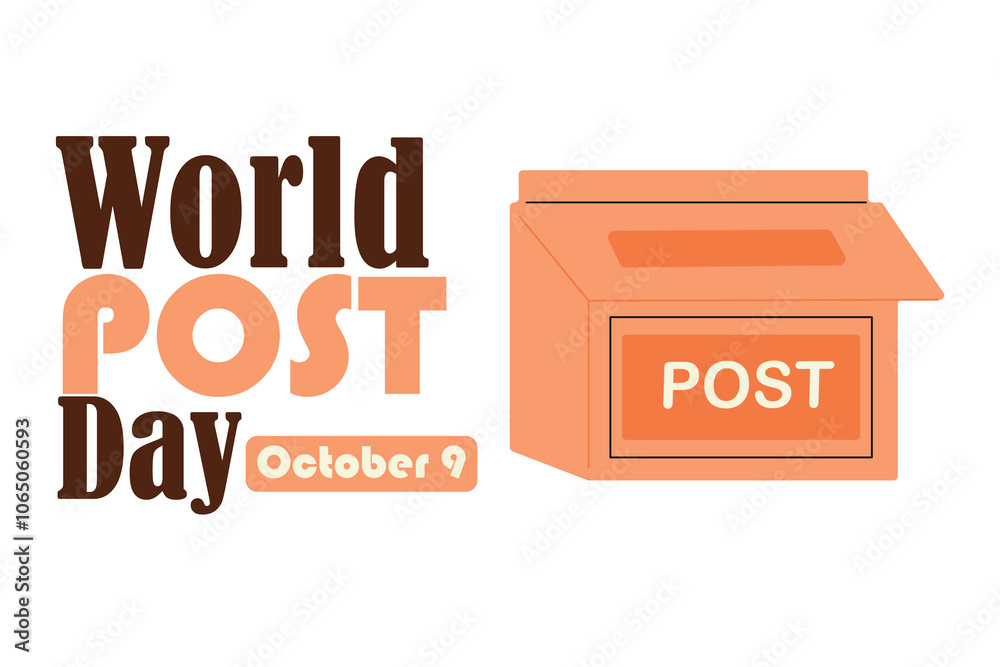 Flat vector illustration of mailbox for World Post Day. World Post Day with red mailbox on background. Flat vector illustration of mailbox for World Post Day. World Post Day with red mailbox on background.