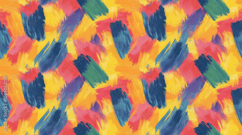 Seamless pattern of a brushed painted abstract background featuring vibrant brush strokes perfect for modern design applications