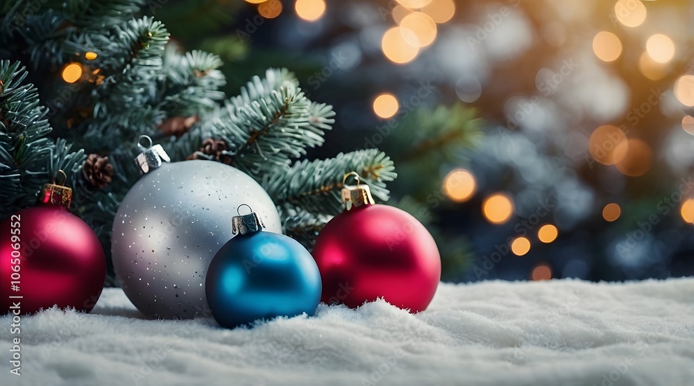 Fototapeta premium Minimal Christmas Background, Ball, Balloon, Pine Tree, Christmas tree, Minimal Background, Minimal Design
