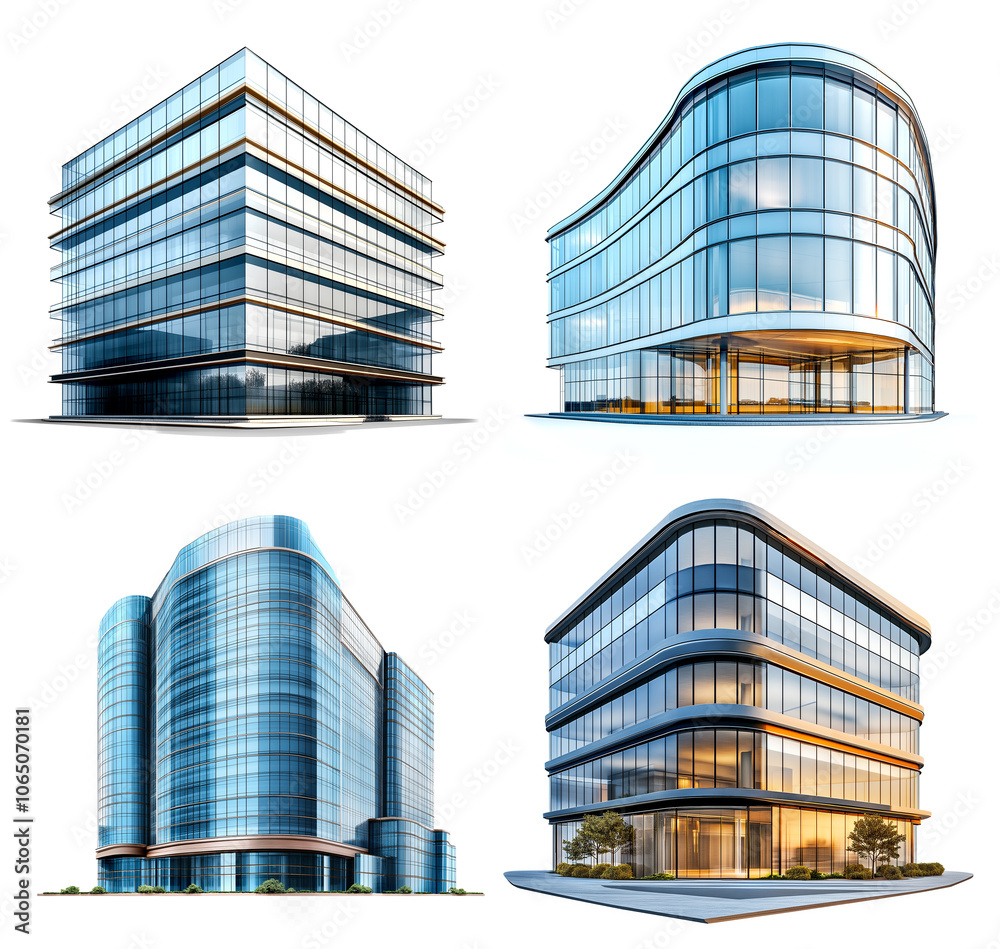 Fototapeta premium modern business building isolate on transparency background