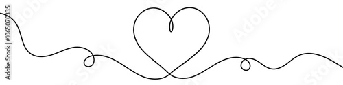 Continuous line drawing a heart shape expressing love and affection. Vector illustration.