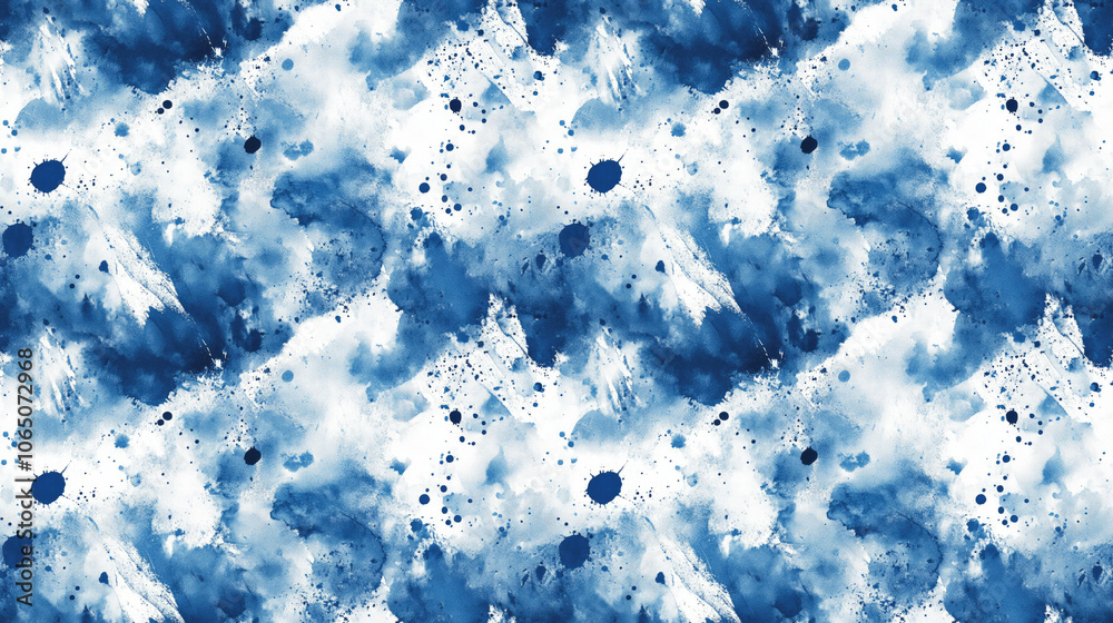 Obraz premium Artistic seamless pattern featuring white tie dye designs and ink blotches ideal for textile printing and background use
