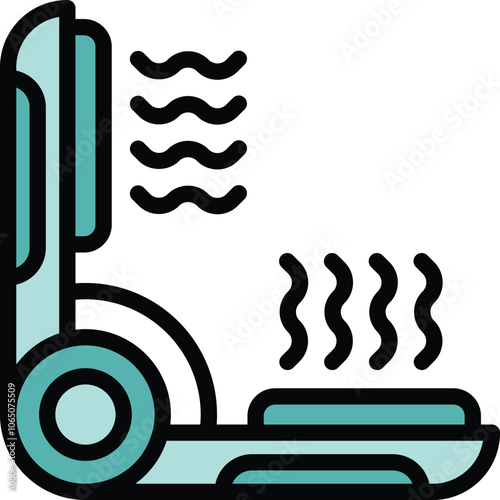 Portable sauna warming up emitting steam waves icon in modern filled outline style