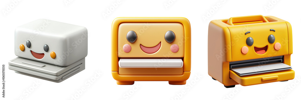 a friendly printer icon office tech 3D model isolated on white and transparent background a friendly printer icon office tech 3D model isolated on white and transparent background