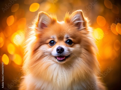 Adorable Portrait of a Pomeranian Dog with Fluffy Fur and Bright Eyes in a Natural Setting