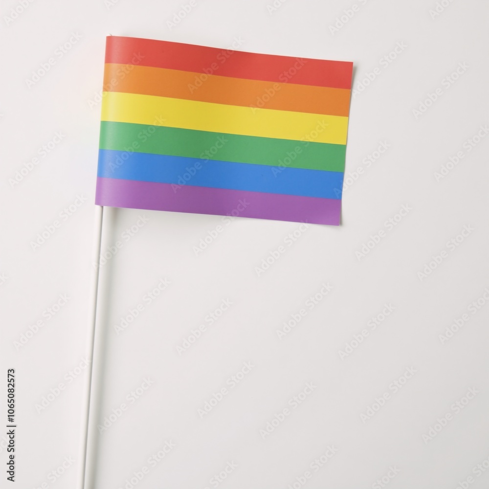 Fototapeta premium Vibrant rainbow flag design created with soft pastels on a pure white backdrop symbolizing support for LGBT LGBTQ communities during Pride Month and the International Day Against Homophobia