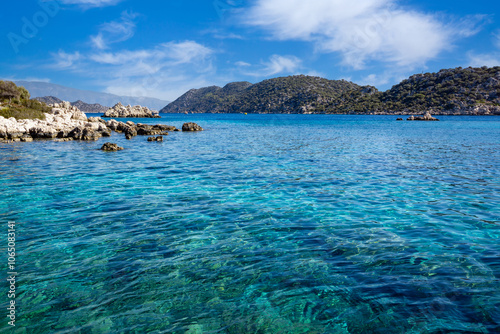 Fototapeta Naklejka Na Ścianę i Meble -  Kekova Island in the Summer Season Photo, Mediterranean Sea Kalekoy Kekova, Demre Antalya, Turkey