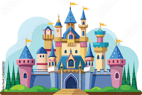 fairy tale castle vector illustration