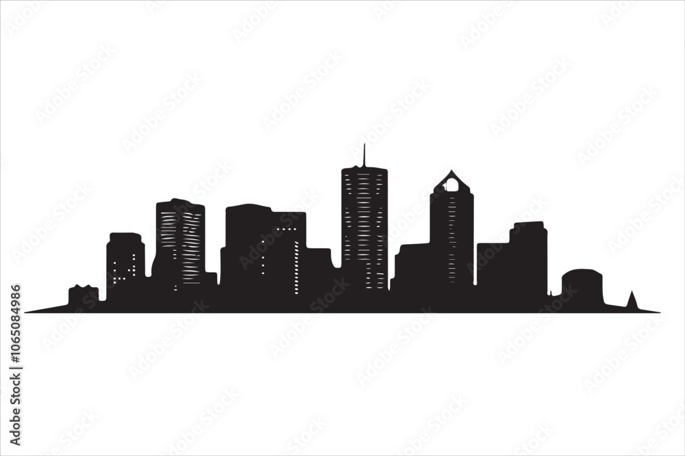 Obraz premium Boston Skyline Silhouette Print, Minimalist Boston Cityscape Silhouette Art vector