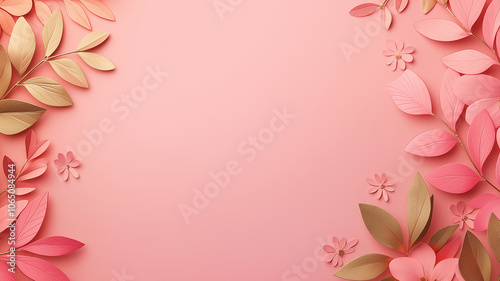 Elegant pastel pink and gold gradient background with floral elements