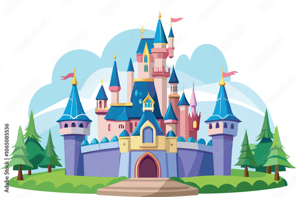 Fototapeta premium fairy tale castle on white background