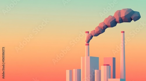 Low Poly 3D Power Plant in Remote Industrial Zone