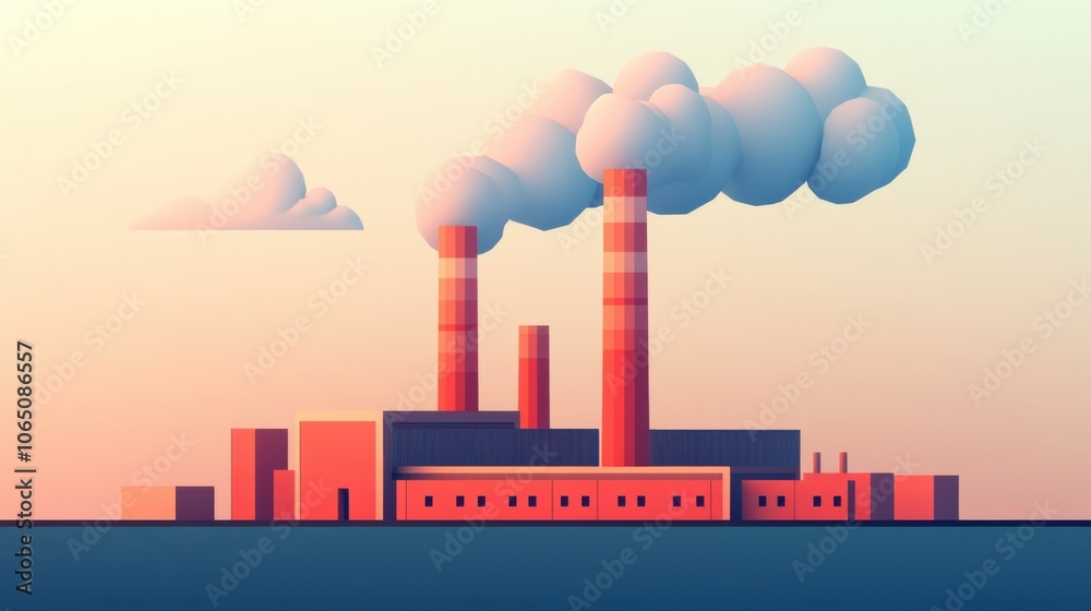 Obraz premium Low Poly 3D Industrial Illustration