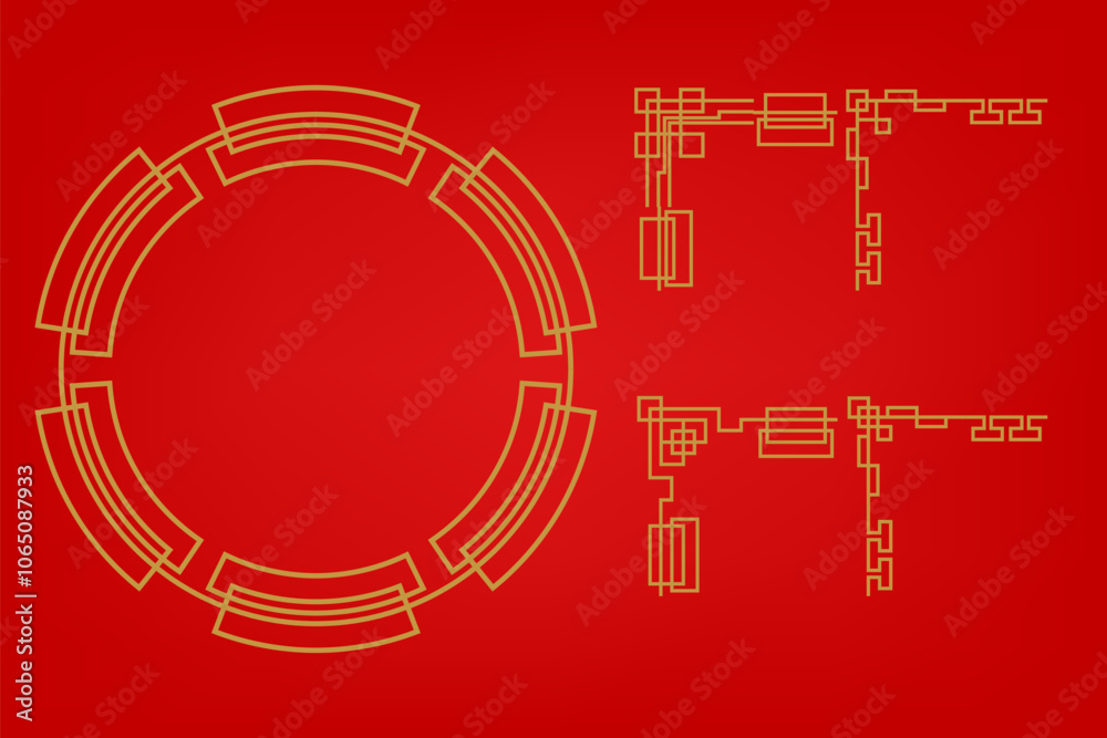 Obraz premium Chinese Oriental Border Frame Ornament For Lunar Festival Decoration