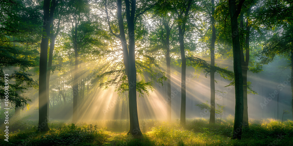Fototapeta premium Serene autumn forest scene