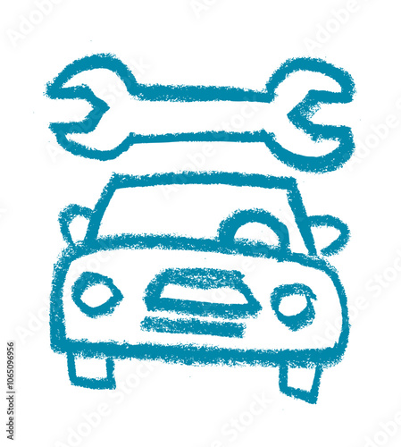 Car Fix Garage Service Related Icon Crayon Chalk Drawing Vector