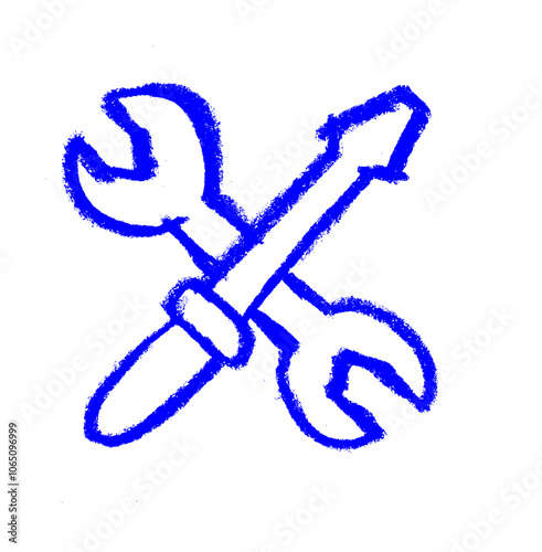 Screw Fixing Garage Service Related Icon Crayon Chalk Drawing Vector