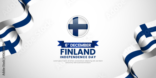 Finland Independence Day 6 December waving flag ribbon banner background with blank space area