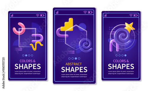 Abstract shapes realistic app interface template