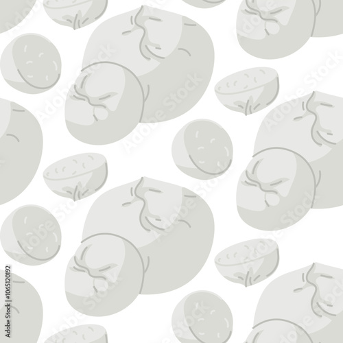 pattern of round pieces of Mozzarella. round pieces of cheese of different sizes on a white. Traditional Italian baby mozzarella cheese. Design for a cafe, restaurant, poster. Colored dairy product