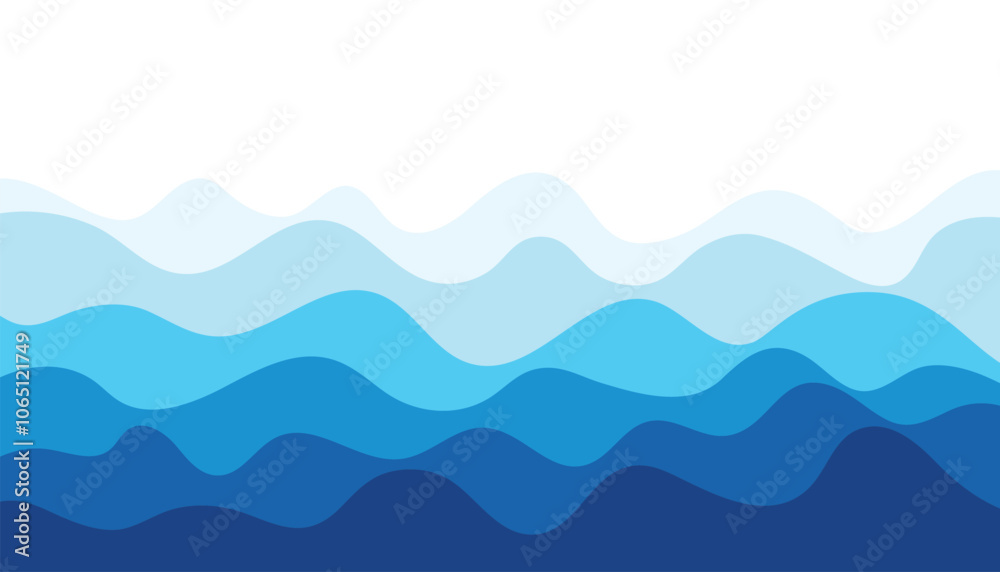 Fototapeta premium Abstract blue wave on white background. sea beach. abstract water wave. blue color water wave. sea wave layer vector background design. vector illustration
