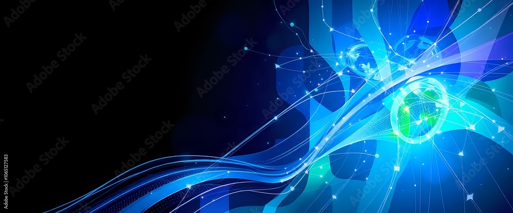 Naklejka premium Cosmic Network: Futuristic Galaxy