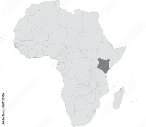 Detailed national location map of KENYA within the great continent of Africa