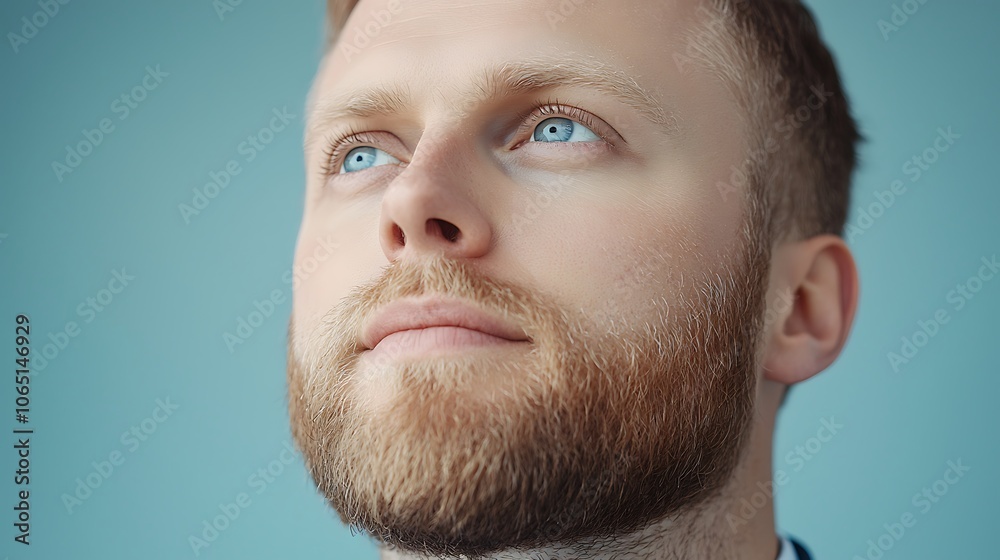 Obraz premium Confident man gazes thoughtfully towards the future embracing possibilities with hope