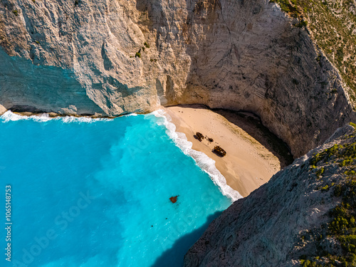 Navagio Beach in Zakynthos, Greece photo