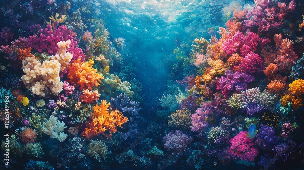 Fototapeta premium Vibrant Underwater Coral Reef Vista