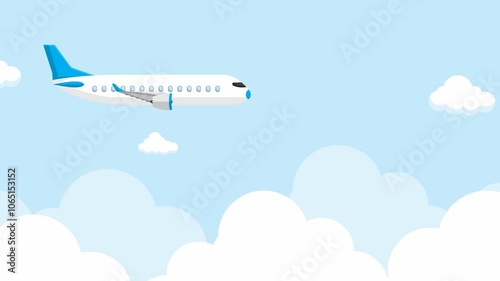 Simple animation of a plane flying above the clouds.