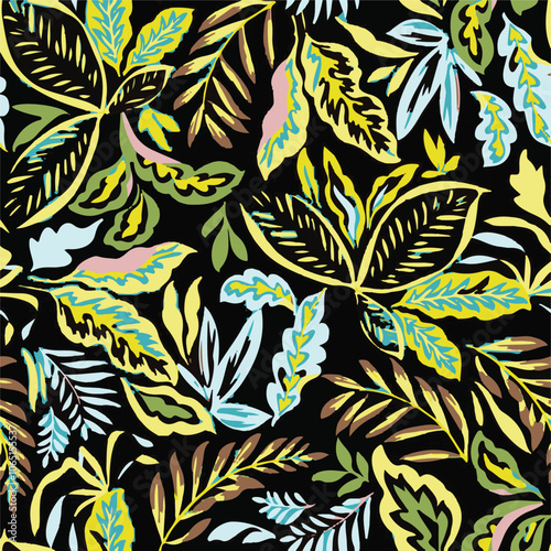Big flowers pattern, upscale floral pattern. graphical textures floral, trendy colors pattern , flowers background with leaves. vector illustration.