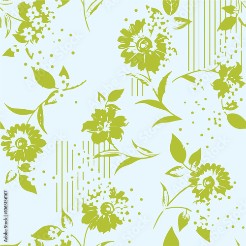 Big flowers pattern, upscale floral pattern. graphical textures floral, trendy colors pattern , flowers background with leaves. vector illustration.