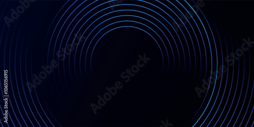 Blue abstract background with glowing circles. Swirl circular lines pattern. Geometric spiral. Twirl element. Modern graphic design. Futuristic technology concept.