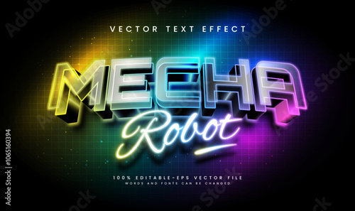 Mecha robot editable vector text effect, with modern technology theme. Suitable for modern technology event.