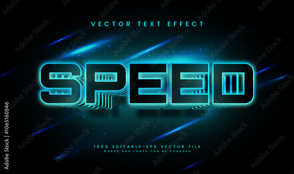 Blue speed editable vector text effect, with modern technology theme. Suitable for technology concept.. Blue speed editable vector text effect, with modern technology theme. Suitable for technology concept..