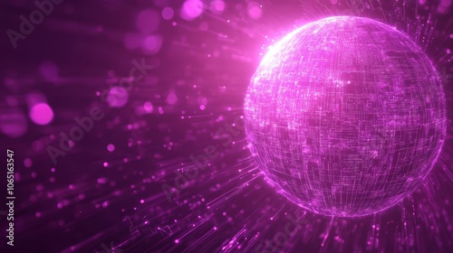 Abstract Pink Sphere with Light Trails and Glow