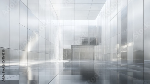 Wallpaper Mural A close-up study of reflective transparent aluminum panels, showcasing their smooth white surface and highlighting their application in modern building facades Torontodigital.ca