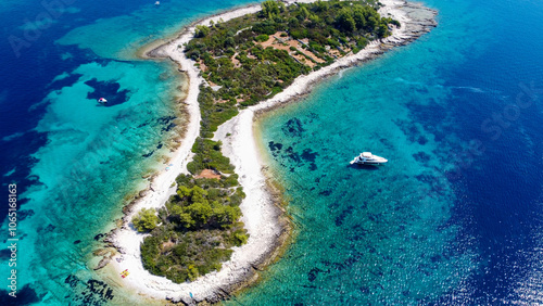 Lumbarda, korcula, Croatia, aerial drone view. photo