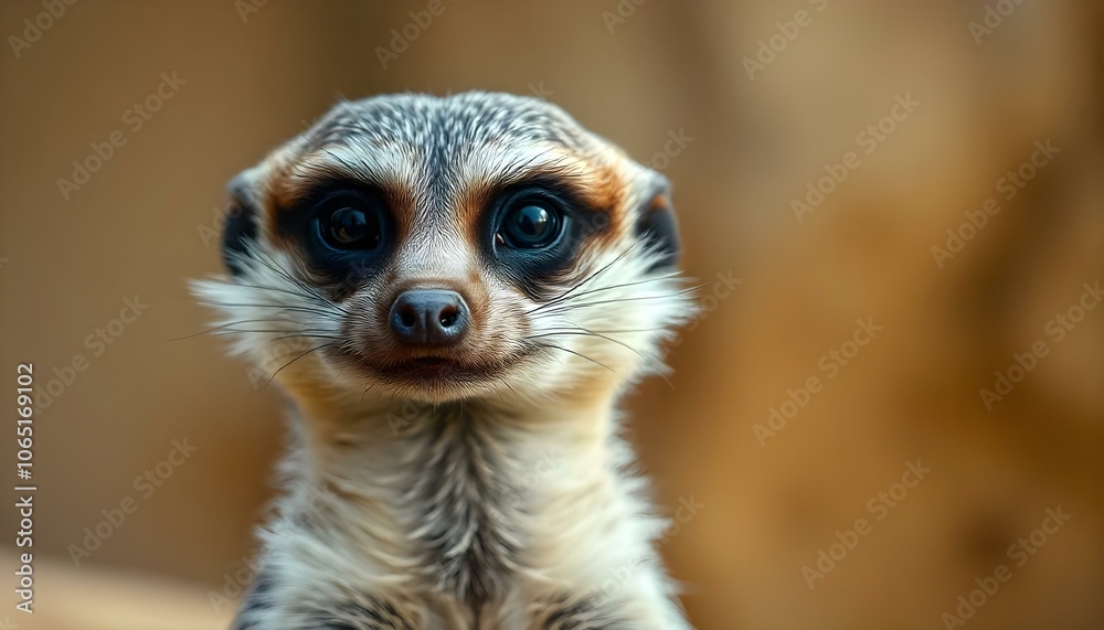 Fototapeta premium Meerkat with alert eyes and unique face displayed in close-up highlighting the details of character