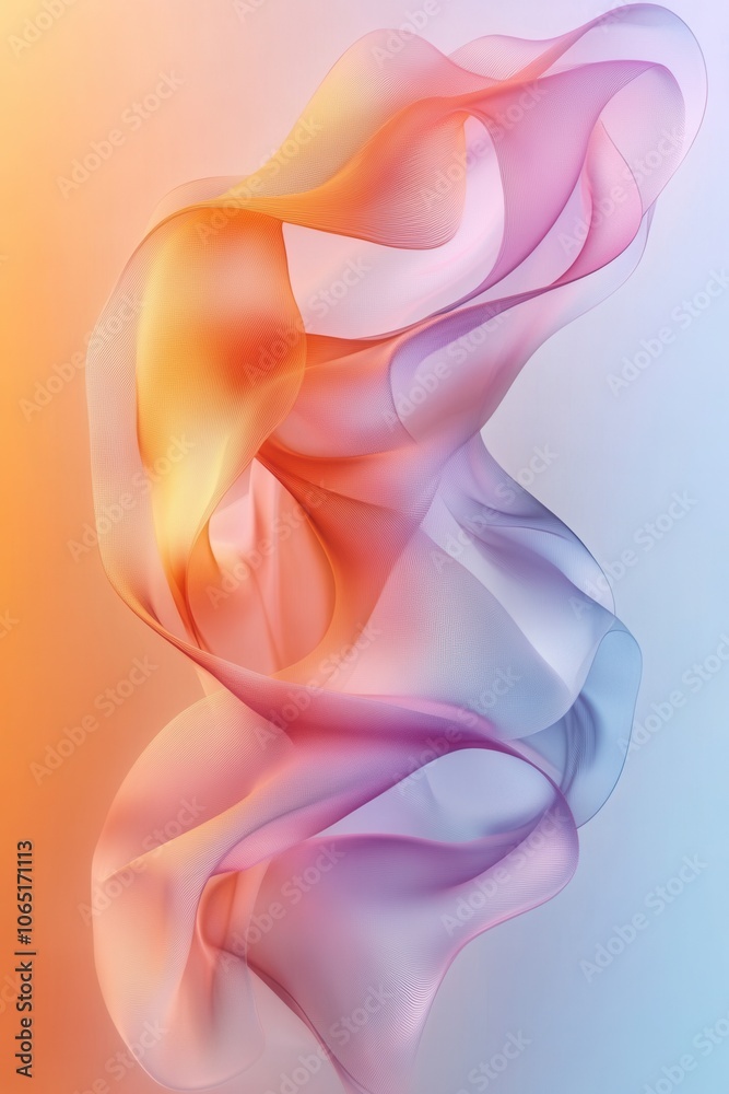 Obraz premium Gentle, fluid abstract shapes in pastel gradients, AI-generated for a soothing and relaxing visual, perfect for backgrounds, website banners, and design projects