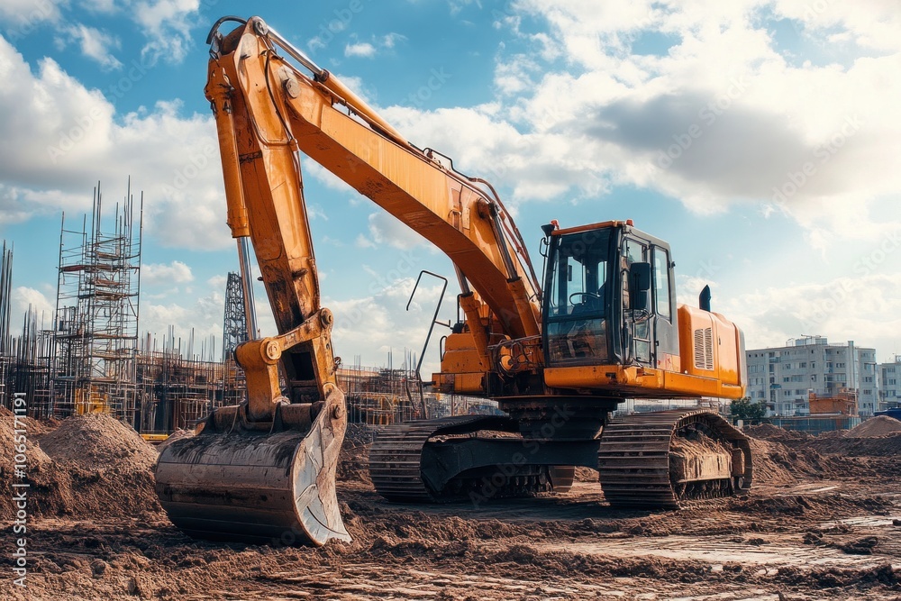 Obraz premium Technological advances in fossil extraction showing modern drilling equipment and automated systems