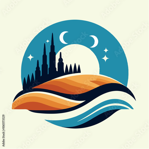 desert dunes landscape logo illustration