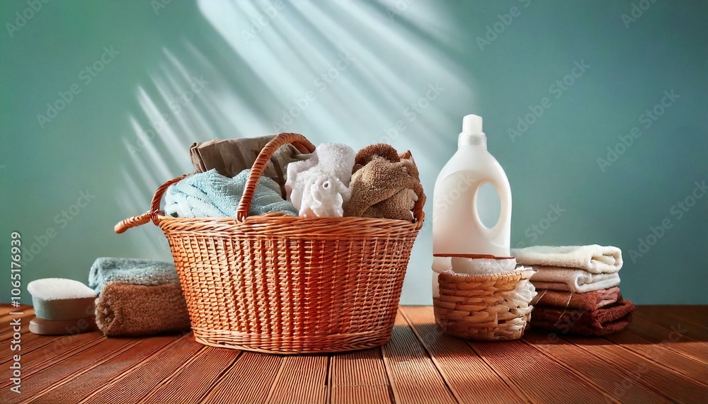 Fototapeta premium laundry basket and towels