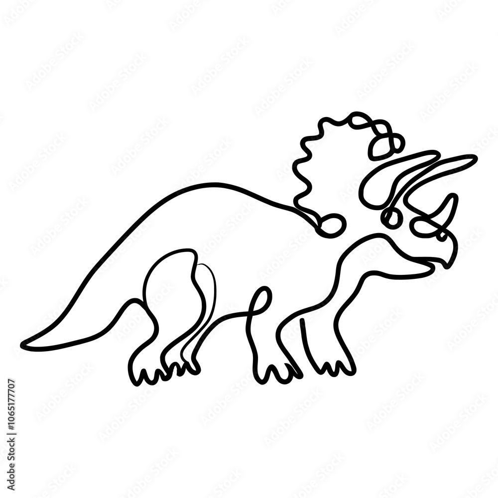 Fototapeta premium Triceratops dinosaur line drawing