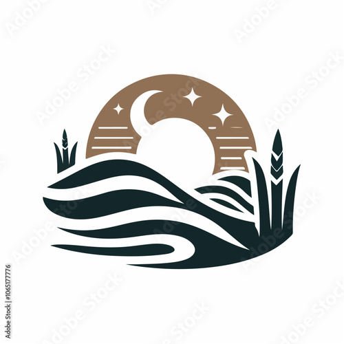 desert dunes landscape logo illustration