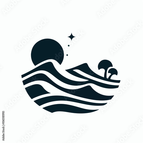 desert dunes landscape logo illustration