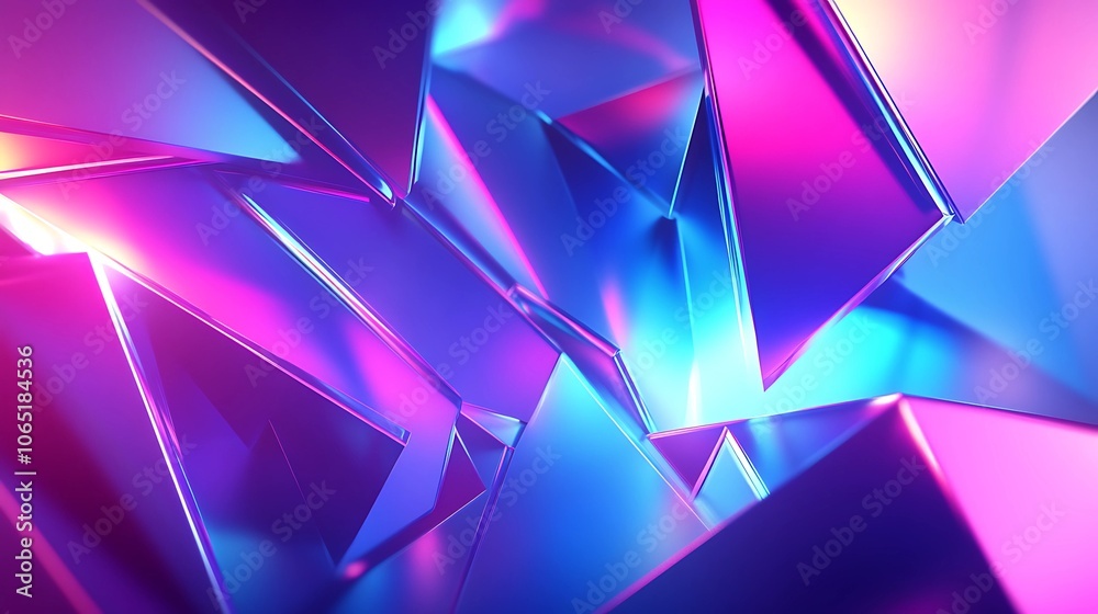 Obraz premium A futuristic digital background filled with softly glowing blue and purple lines intertwined with geometric shapes, creating a sense of innovation and progress